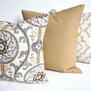 CAMEL TAN and GRAY Pillows Grey Throw Pillow Covers Tan Pillows Grey ...