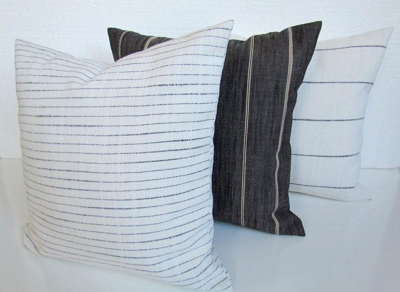 FARMHOUSE PILLOWS Black Ticking Stripe Throw Pillows Farm Etsy