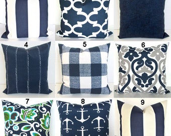 BLUE OUTDOOR PILLOW Navy Blue Throw Pillow Covers Blue Throw Pillows Turquoise Green Aqua Green Gray Outdoor pillow covers 16 18 20x20 Grey