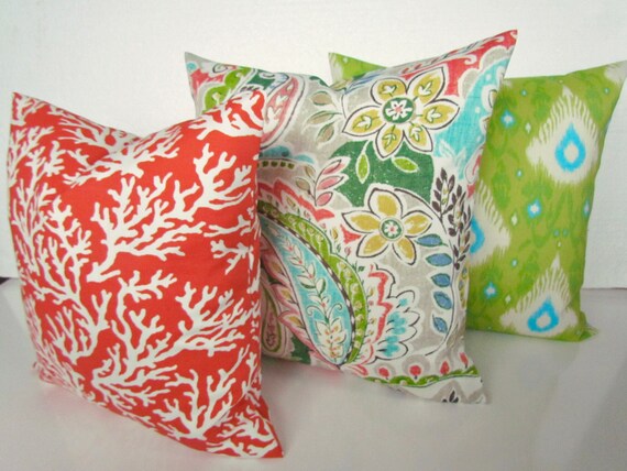 Coral Outdoor Pillows Coral Throw Pillows Turquoise Throw Etsy