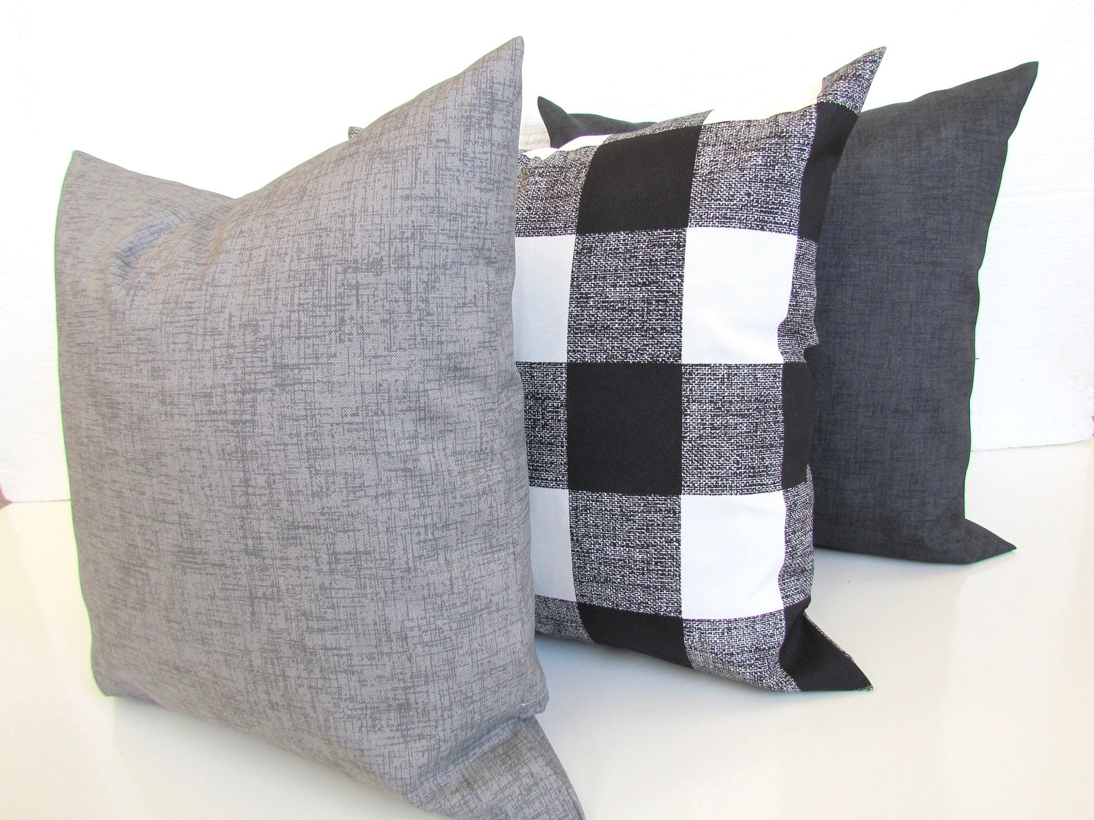 Black Outdoor Pillows Gray Outdoor Throw Pillow Covers Etsy