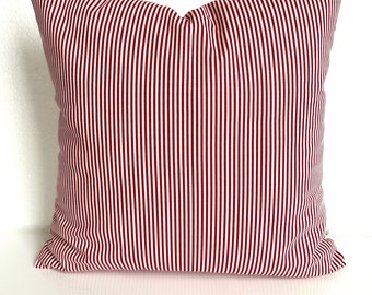 RED STRIPE Pillows Red Pillow Covers Red Ticking Stripe Pillow Covers Red Christmas Pillows Farmhouse Pillows 16 18x18 20