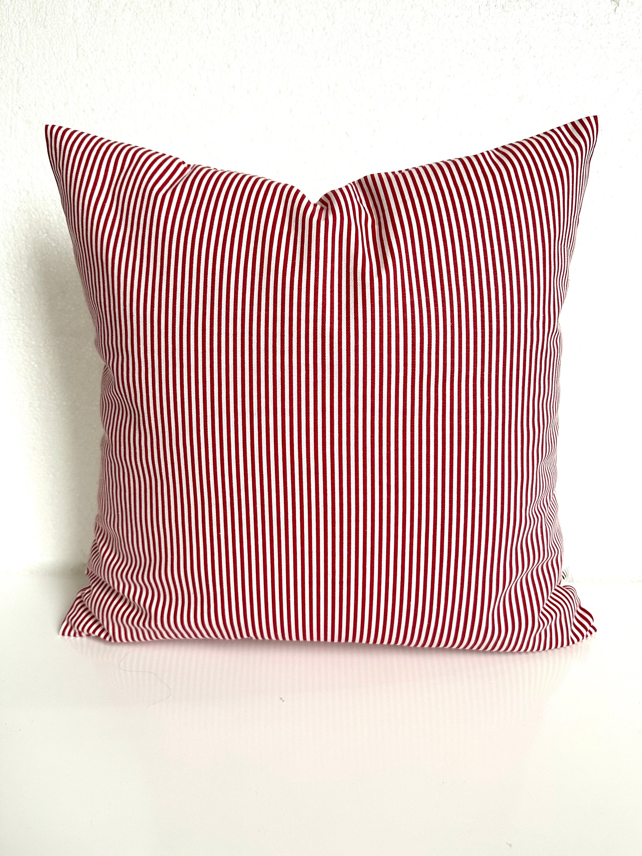 RED STRIPE Pillows Red Pillow Covers Red Ticking Stripe Pillow