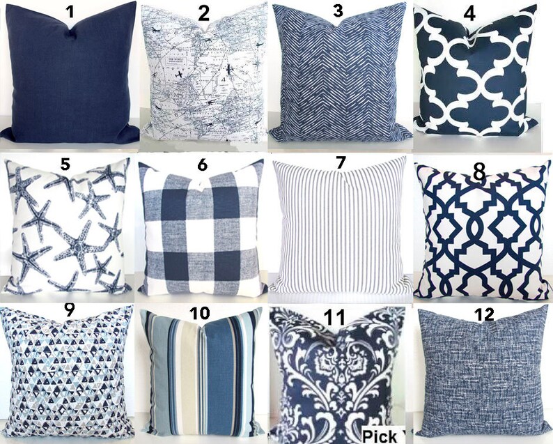 Blue Throw Pillows Navy Blue Throw Pillows Blue Pillow Covers Etsy