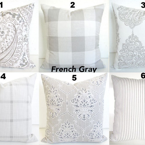 GRAY PILLOWS GREY Pillow Covers French Gray Buffalo Check Etsy