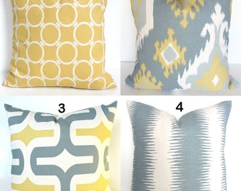 yellow blue gray throw pillows