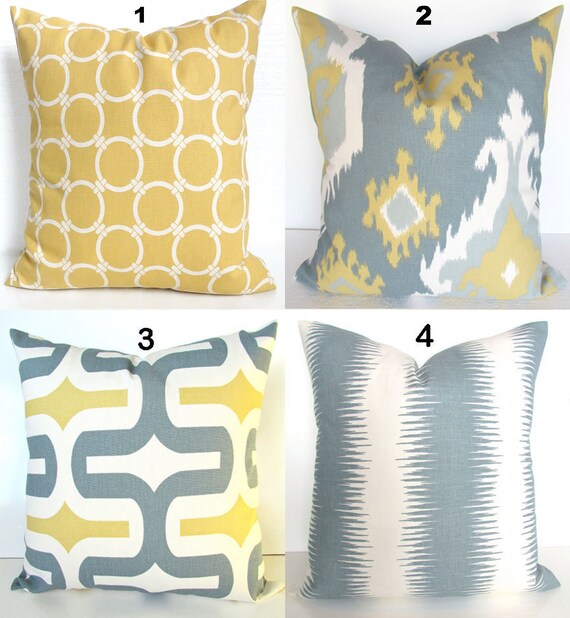 yellow and grey pillows