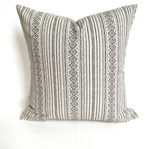 GRAY PILLOWS GREY Throw Pillow Covers Tan Pillows Grey Striped Decorative Pillow Covers Tan & Grey Ticking Stripe Pillows .All Sizes