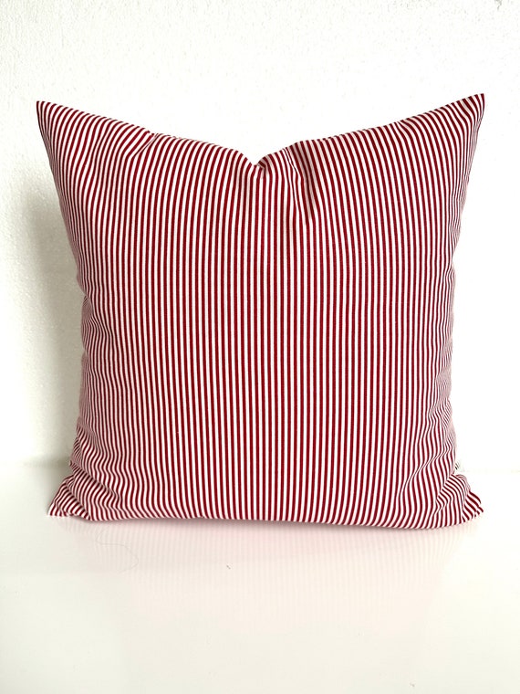 RED TICKING STRIPE Pillows Red Christmas Pillow Covers Farmhouse Holiday .All Sizes.