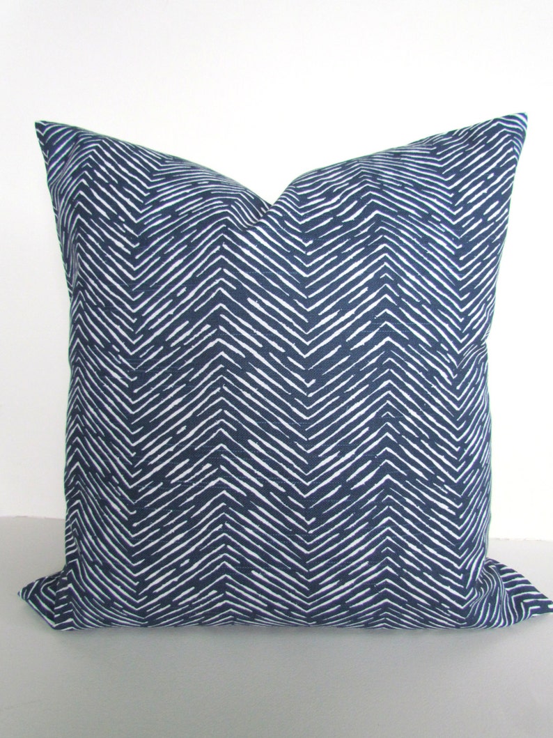 Blue Pillows Blue Throw Pillows Dark Blue Herringbone Pillow Etsy