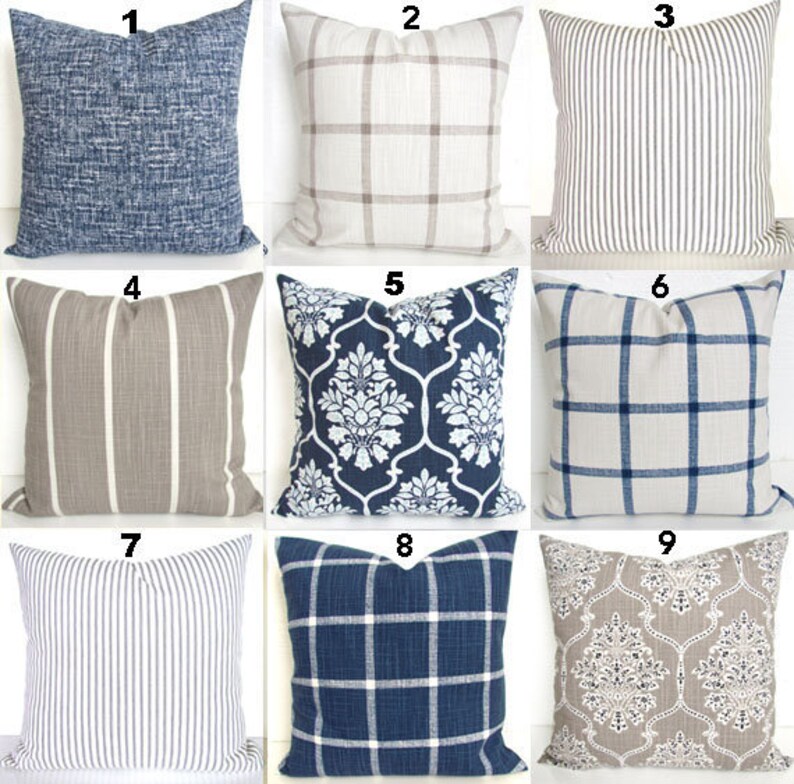 Blue PILLOWS Blue Throw Pillows Dark Blue Pillows Farmhouse Etsy