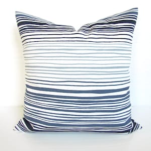 BLUE OUTDOOR PILLOWS Blue Throw Pillow Covers Navy Blue  Pillows Gray Coastal Outdoor Pillows 16 18 Ombre Striped Navy Blue Outdoor Pillow