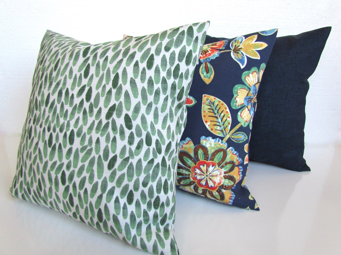 Denim Outdoor Pillows Blue Outdoor Throw Pillow Covers Teal Etsy