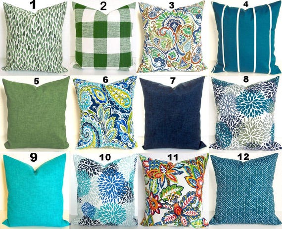 Green Outdoor Pillows Blue Outdoor Throw Pillow Covers Teal Outdoor Pillow Covers 16 18x18 20 Green Pillows Turquoise Blue Tropical Pillows Etsy UK