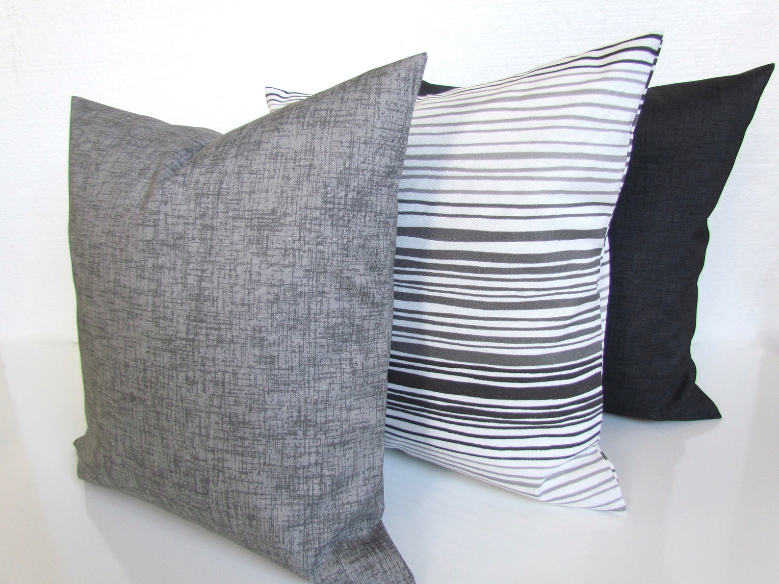 GRAY OUTDOOR PILLOW Charcoal Grey Throw Pillow Covers Black Etsy