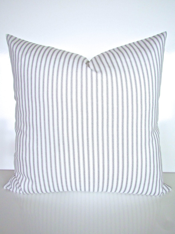 Blue Ticking Stripe PILLOW Covers Navy Blue WHITE Pillows 18x18 All Sizes Home Decor