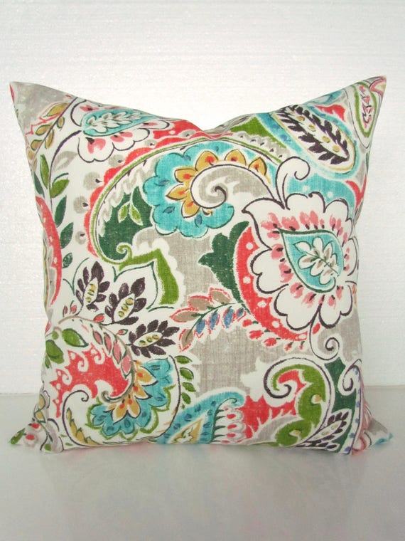 Coral Pillow Turquoise Pillow Covers Green Outdoor Decorative Etsy