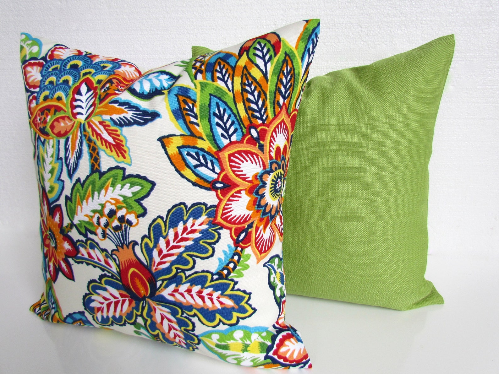 Green Outdoor Pillows Lime Green Pillow Blue Outdoor Throw Etsy
