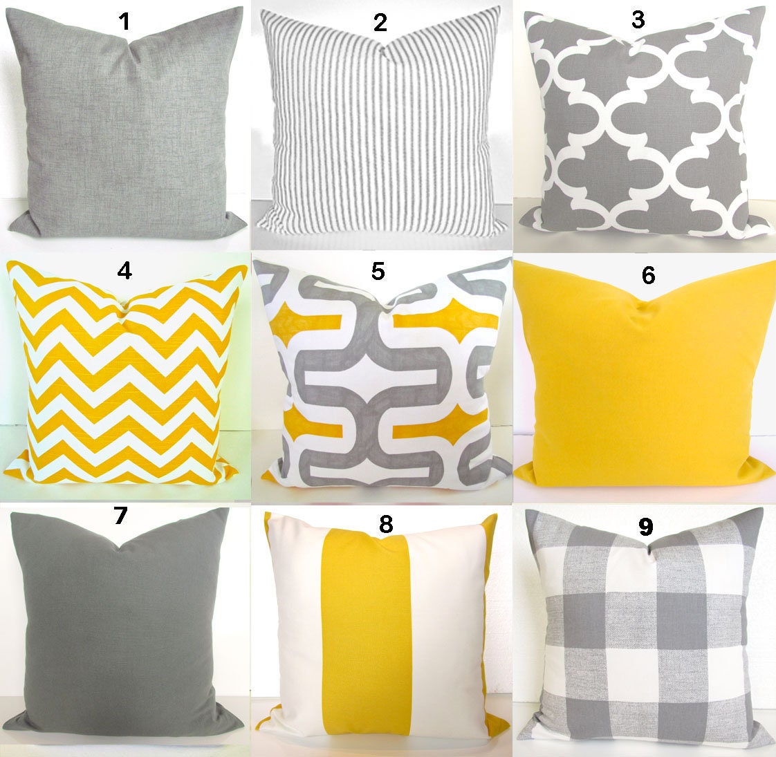 Yellow Pillow Covers Gray Decorative Pillows Yellow Throw Etsy