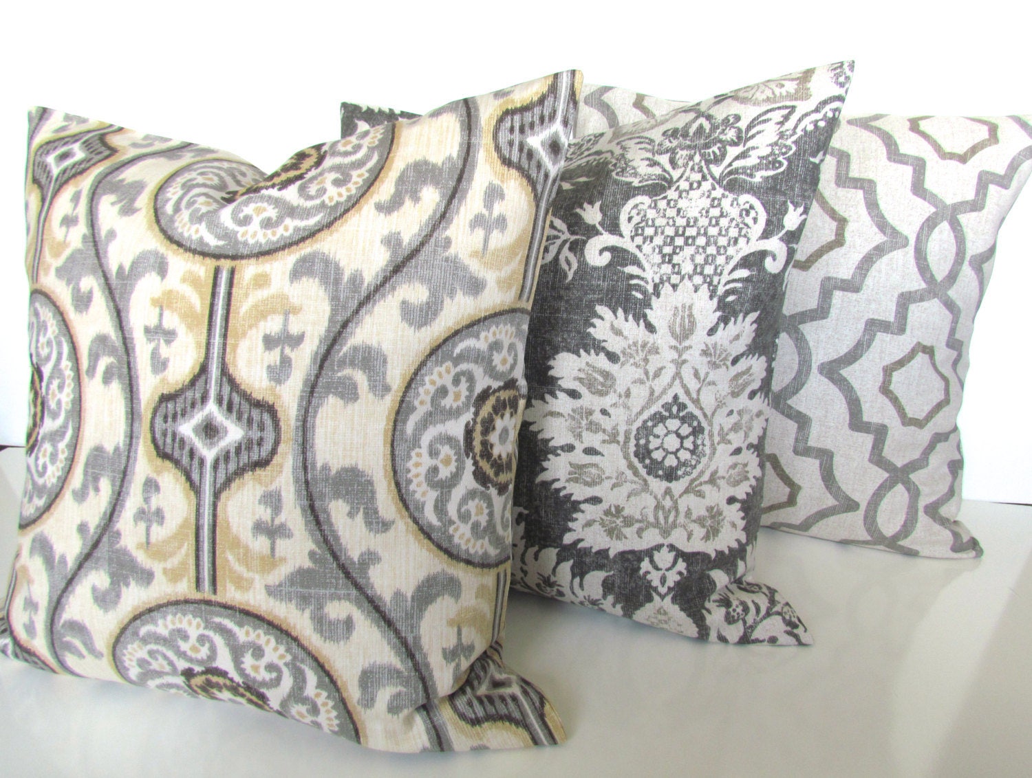 Gray and tan throw pillows shop
