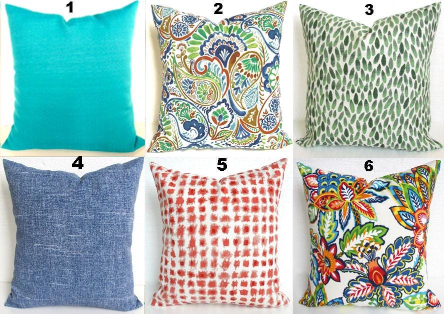 CORAL OUTDOOR PILLOWS Orange shells Outdoor Pillow Covers Orange Turquoise Indoor Outdoor pillow Covers Nautical Coastal Pillows All Sizes