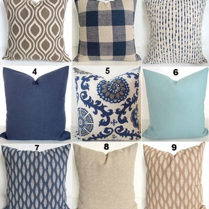 BLUE PILLOWS Navy Blue Throw Pillow Covers Dark Blue Pillows tan pillow Covers Blue Throw Pillow 20x20 16 18 All Sizes Home Decor Bedding