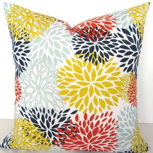 YELLOW OUTDOOR PILLOWS Blue Pillow Covers  Orange Pillows Blue Indoor/Outdoor Pillow Covers 16x16 18 20 Coral Yellow  Floral Home decor