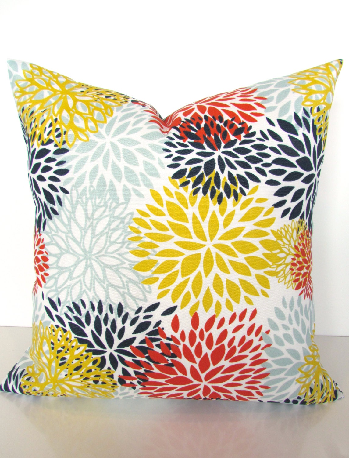 YELLOW OUTDOOR PILLOWS Blue Pillow Covers Orange Pillows Blue Etsy