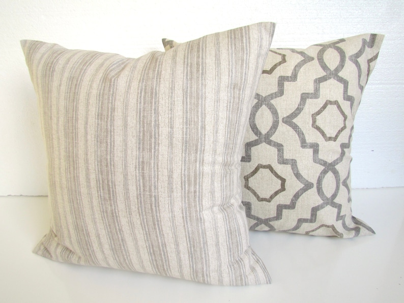 TAN PILLOWS GRAY Pillow Covers Grey Pillows Grey Throw Pillow Etsy