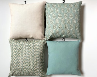 GREEN & Blue Pillow Covers Spa Blue Throw Pillows .All Sizes Home Decor Bedding