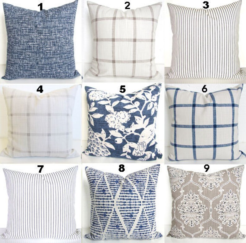 Blue Farmhouse PILLOWS Dark Blue Pillows Farmhouse Pillows Etsy
