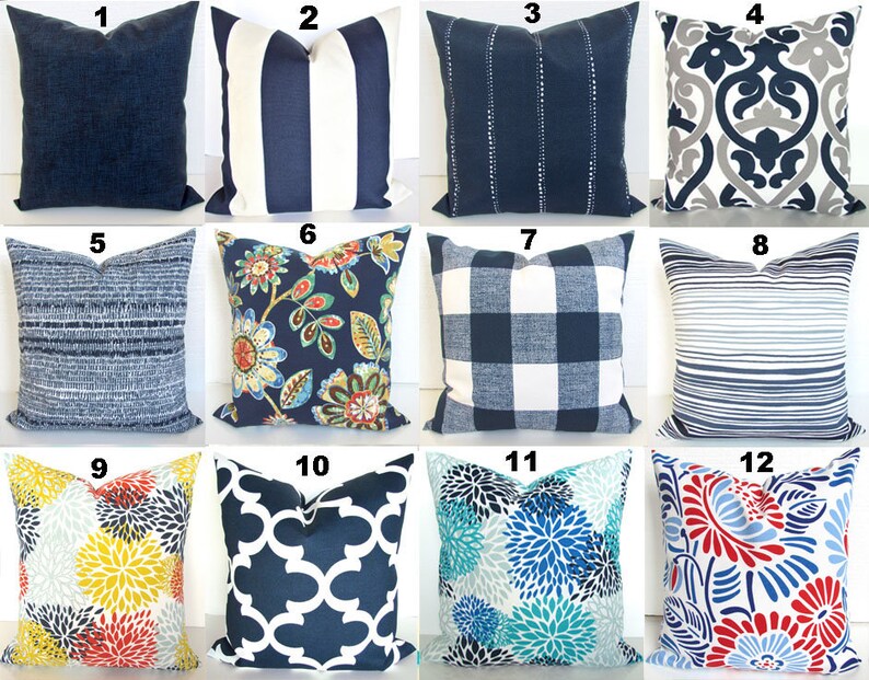 BLUE OUTDOOR PILLOW Navy Blue Throw Pillow Covers Blue Throw Etsy