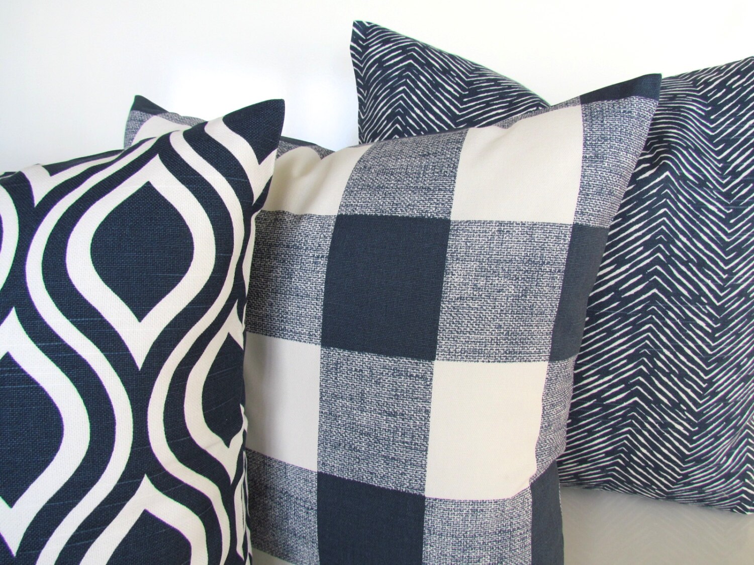 BLUE Plaid PILLOW Covers Blue Buffalo Plaid Throw Pillows Navy Etsy