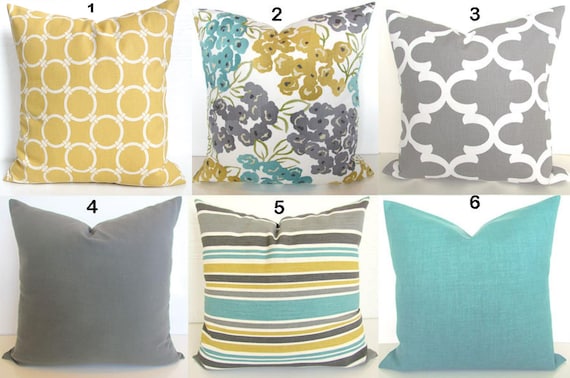 teal gray pillows