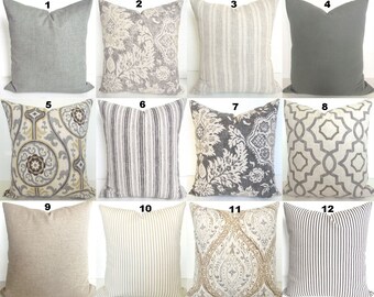 grey decorative pillows