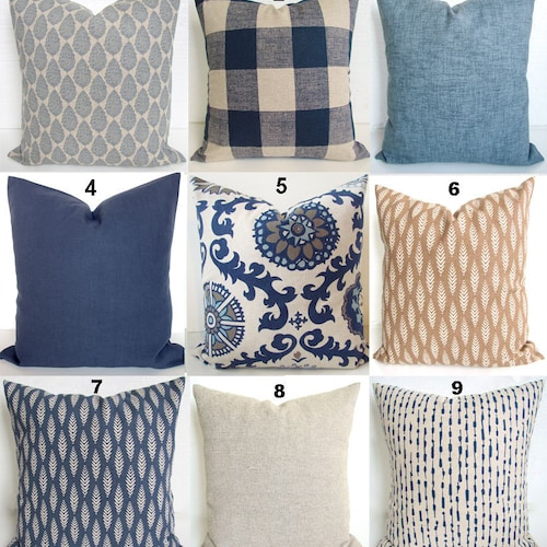 Blue PILLOWS Blue Throw Pillows Denim Blue Pillow Covers Etsy
