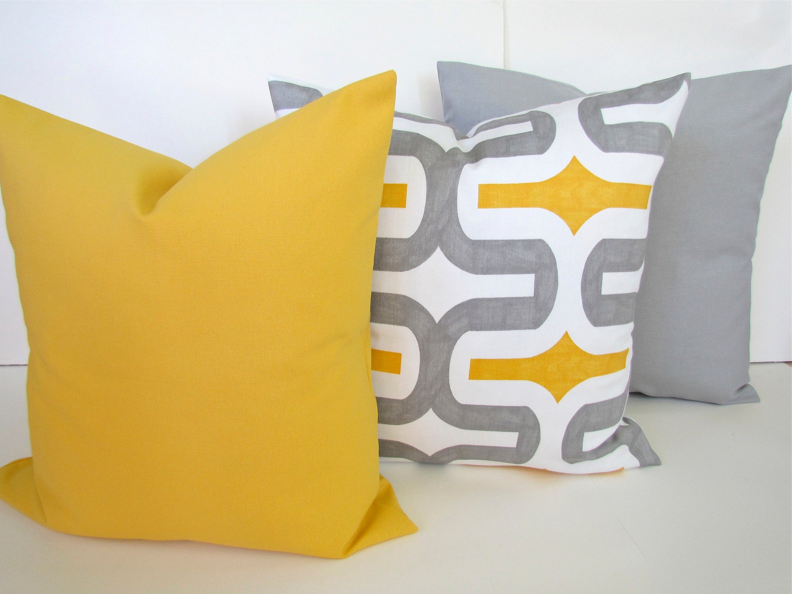 YELLOW PILLOW Covers Gray Decorative Pillows Yellow Throw Etsy