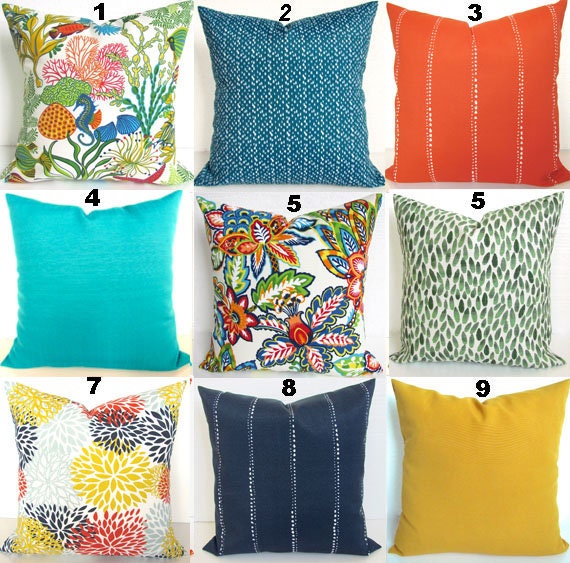 Orange PILLOWS Green Outdoor Throw Pillow Covers Blue Outdoor Pillow Covers Aqua Seashells Coastal Red Pillows .all Sizes Etsy Canada