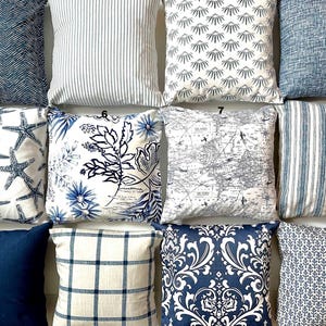 NAVY BLUE PILLOW Covers Dark Blue Throw Pillows All Sizes 24x24 26x26 Euro Shams