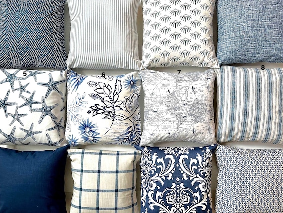 NAVY BLUE PILLOW Covers Dark Blue Throw Pillows All Sizes 24x24 26x26 Euro Shams
