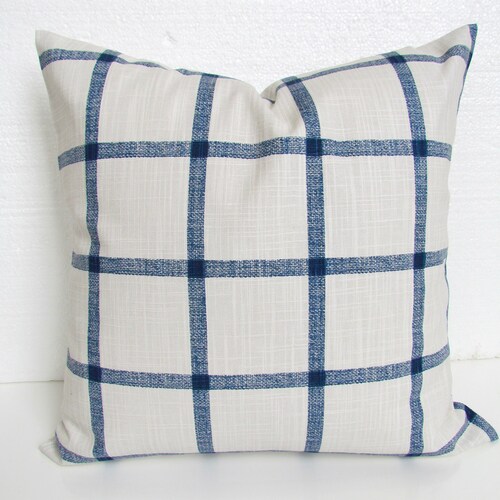 BLUE Plaid PILLOW Covers Blue Buffalo Plaid Throw Pillows Navy Etsy