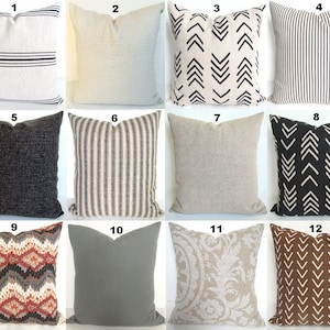 BLACK Farmhouse Pillows Black Pillow Covers  Black Pillows Tan Pillow Covers Black Ticking Stripe Pillows Tan Throw pillows Khaki .All Sizes