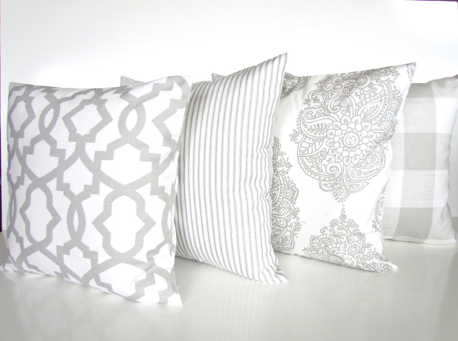 GRAY PILLOWS GREY Pillow Covers French Gray Buffalo Check Etsy