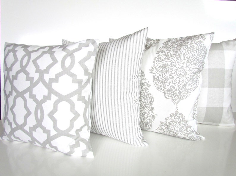 GRAY PILLOWS GREY Pillow Covers French Gray Buffalo Check Etsy