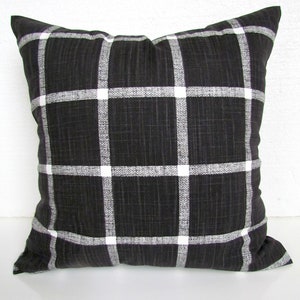 Black PILLOW Covers Black Buffalo Check Throw Pillows Tan Pillows Black Plaid Pillow Covers 16 18x18 20 Charcoal Pillows Black Pillow