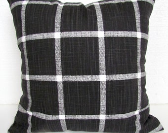 Black PILLOW Covers Buffalo Check Throw Pillows Tan Plaid Charcoal