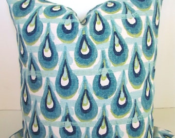 BLUE PILLOW Covers Turquoise Throw Pillows Teal Green Navy .ALL Sizes. Home & Living