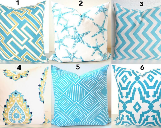 Turquoise PILLOWS Aqua Blue Pillow Covers Turquoise Throw Pillows Blue