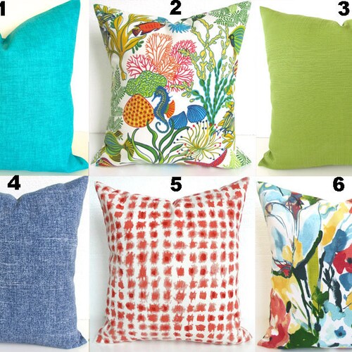 TURQUOISE PILLOWS Coral Outdoor Throw Pillow Covers Orange Etsy