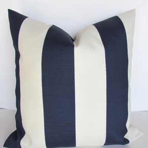 Sale BLUE STRIPED PILLOWS Navy Blue Throw Pillow Covers Indoor Outdoor 16 18x18 20 Dark Blue Striped White Nautical pillow Covers Clearance